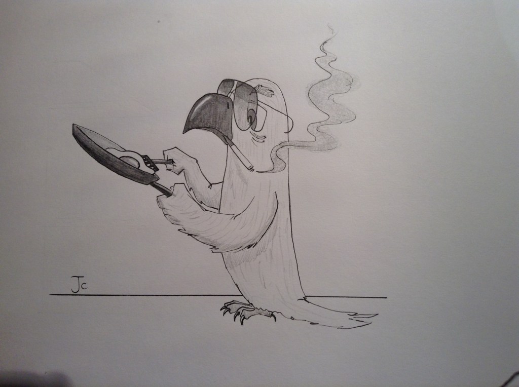 Parrot prepares an egg